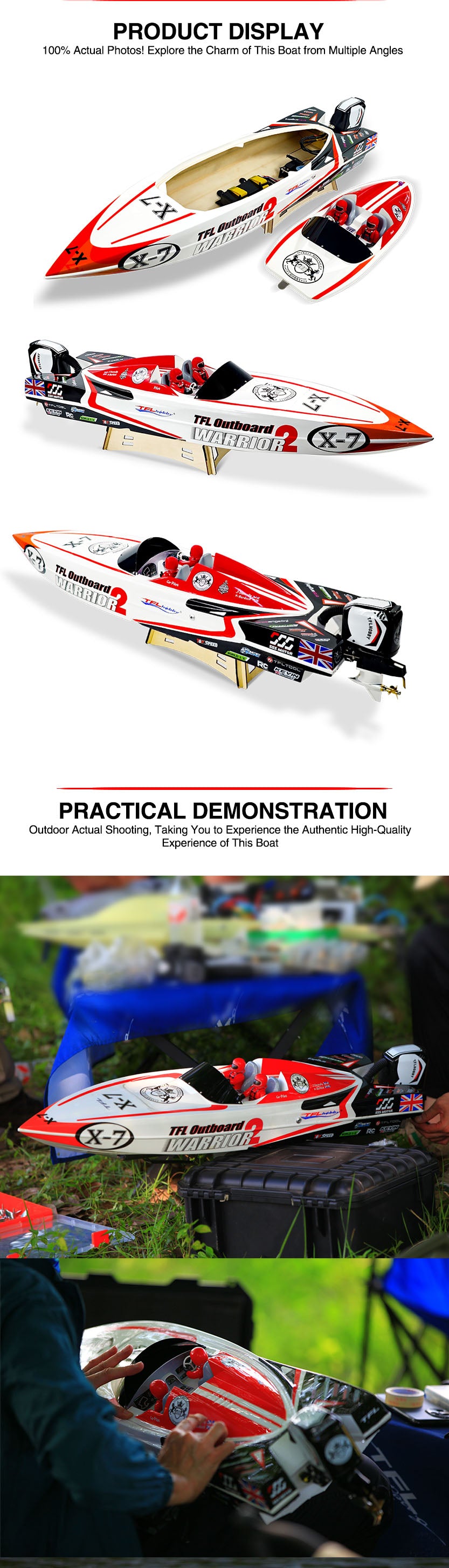 TFL rc Boat 1148 WARRIOR2 Brushless Motors High-speed Racing Boat for Adults and Kids ARTR