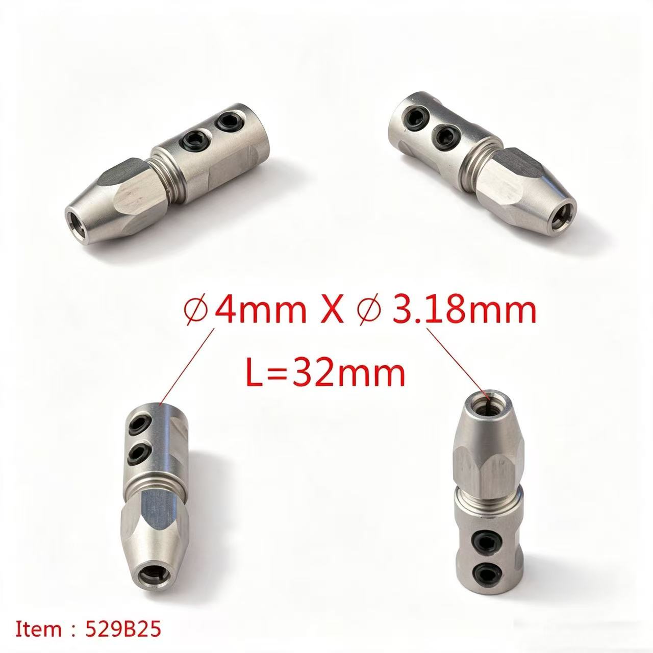 TFL RC BOAT PARTS Flexible Shaft Coupler, 4mm Motor Shaft Lock Connector