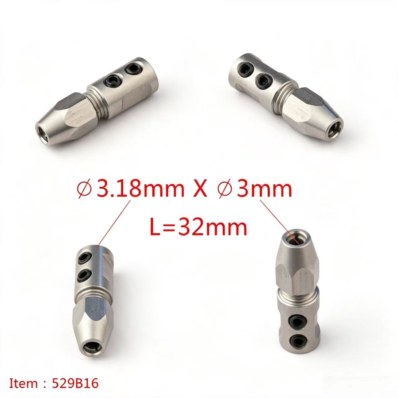 TFL RC BOAT PARTS 3-3.18mm Motor Shaft Multiple Specifications Shaft Coupler, Hard Shaft & Flexible Shaft Locking Connector