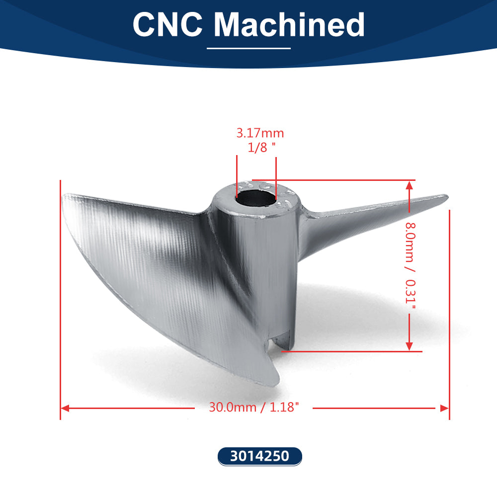 RC Boat CNC Aluminum Two Blades Propeller 1.4 Pitch, 3.17mm,1/8 Shaft, Dia 30~36mm