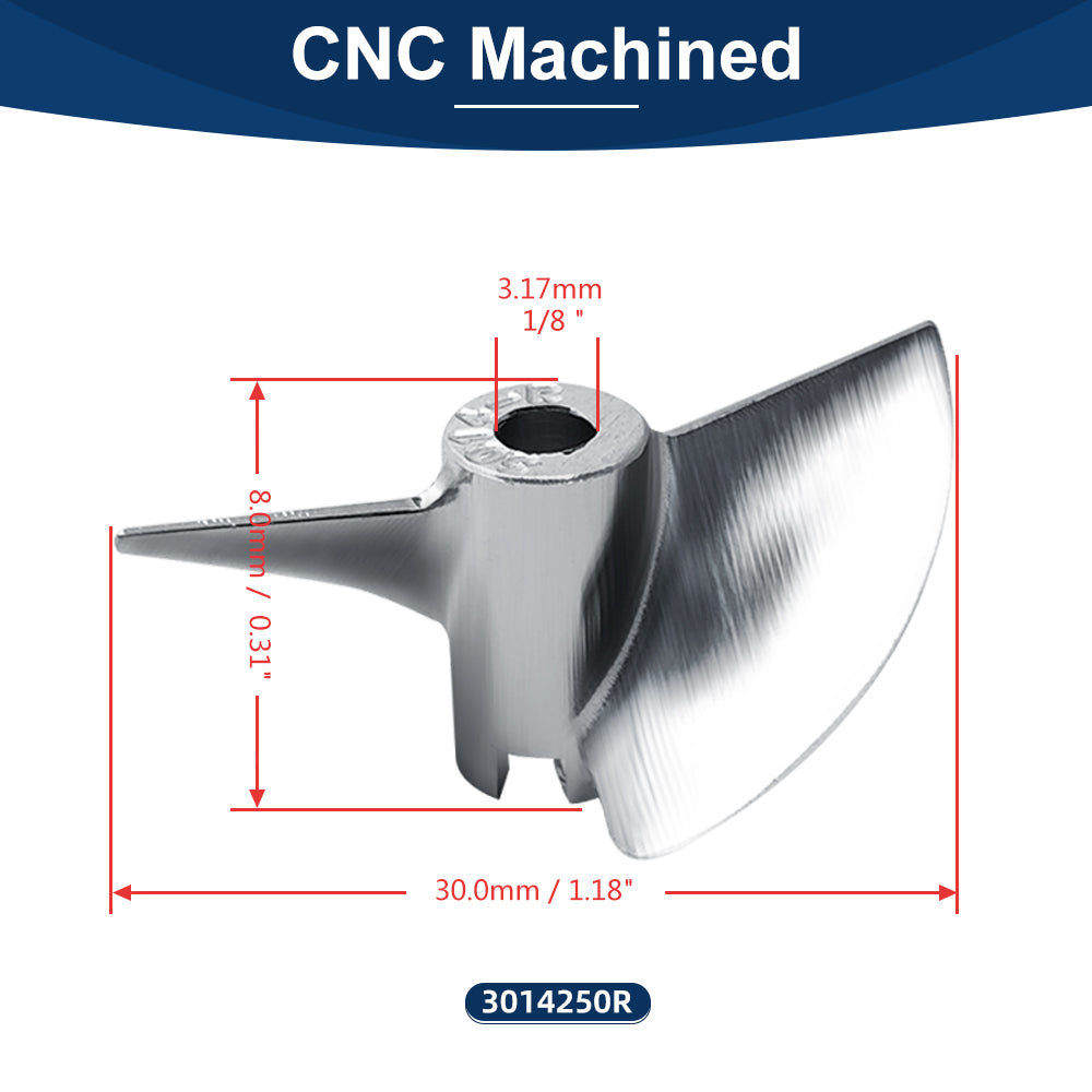 RC-Boot CNC-Aluminium-Zweiblattpropeller 1,4 Pitch, 3,17 mm, 1/8 Welle, Durchmesser 30~36 mm 