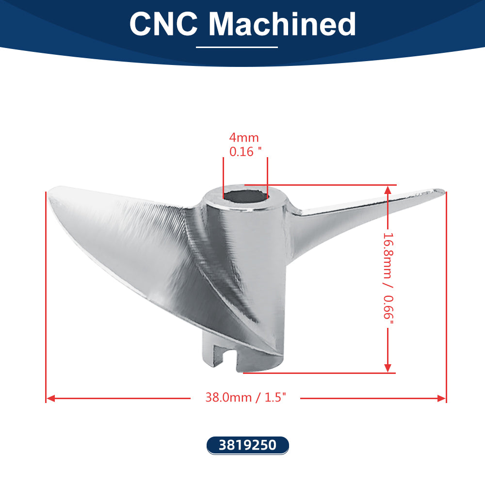 RC Boat CNC Aluminum Two Blades Propeller 1.9 Pitch, 4MM, Dia 34~38mm